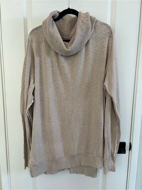 We The Free Taupe Cowl Neck Lightweight Pullover